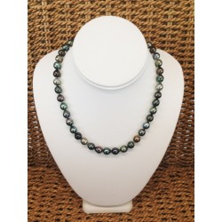 Collier de Perles Noires de TAHITI "Multicolores" CL/CD 8mm