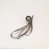 Broche en Argent 925 Rhodié Perle Noire de TAHITI